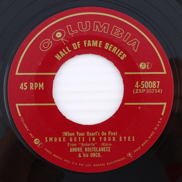 Andre Kostelanetz, Smoke Gets In Your Eyes/ Where or When 45 rpm 7" Vinyl Record - Picture 1 of 9